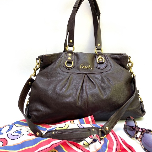 Coach Handbags - Coach Ashley Brown Leather Carryall F155513
